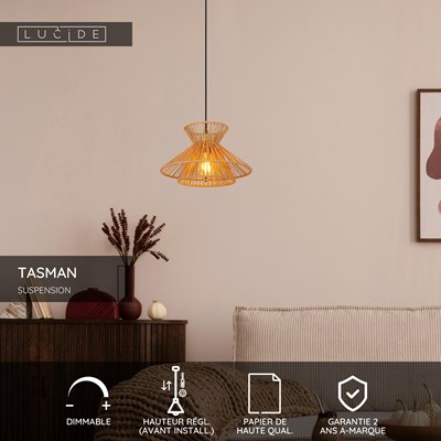 Lucide TASMAN - Suspension - 1xE27 - Naturel